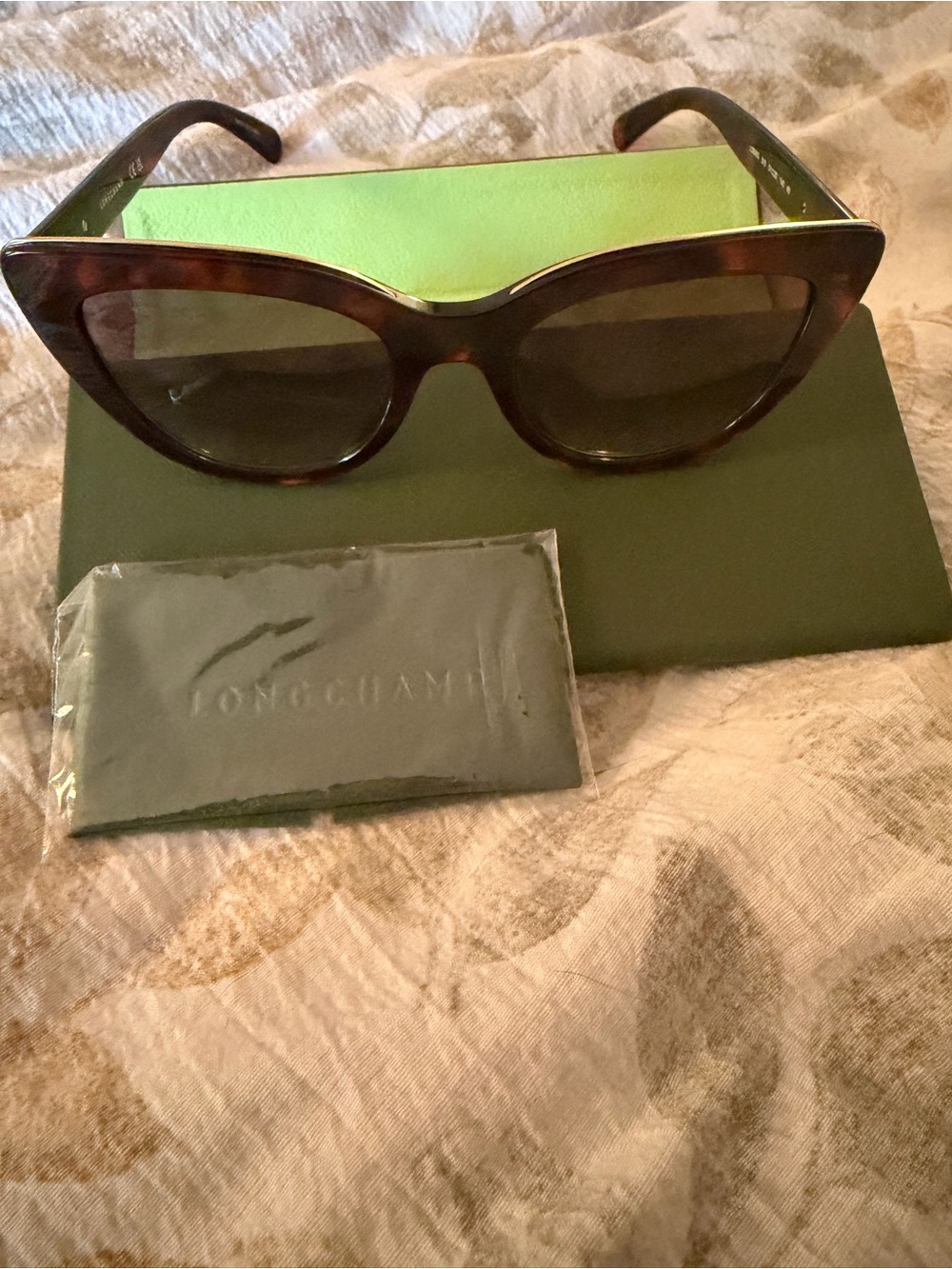 Longchamp Tortoiseshell Cat-Eye Sunglasses with Dark Lenses